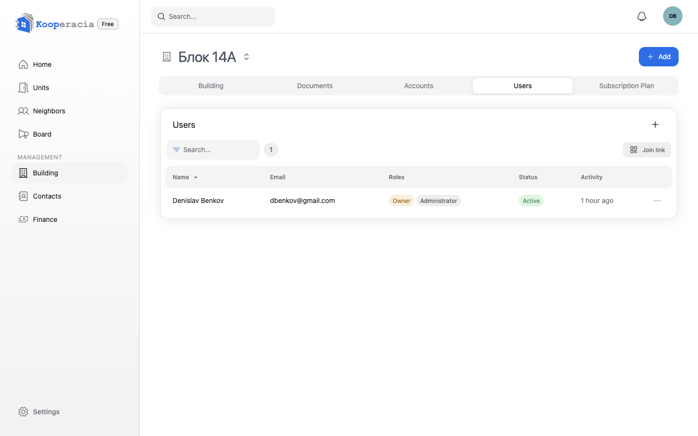Users tab